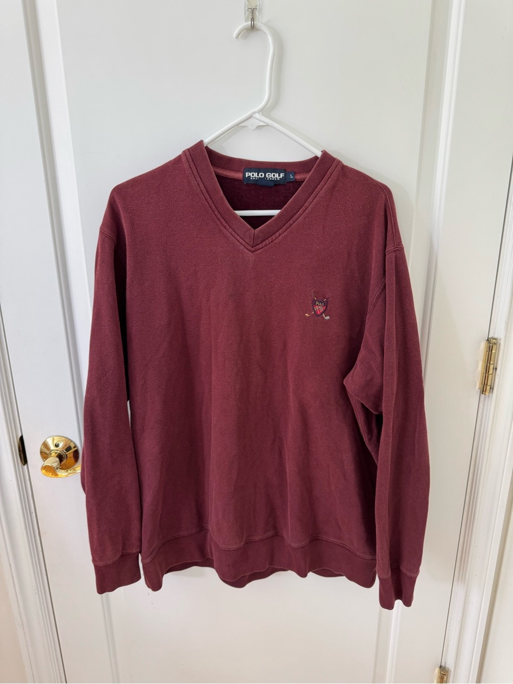 Vintage Polo Golf V Neck Sweatshirt L Embroidered